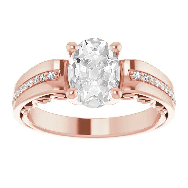 New Sparkling Solitaire Ring with Accents White Gold Diamond