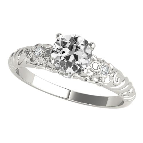 Women's Antique Style white gold Wedding Ring