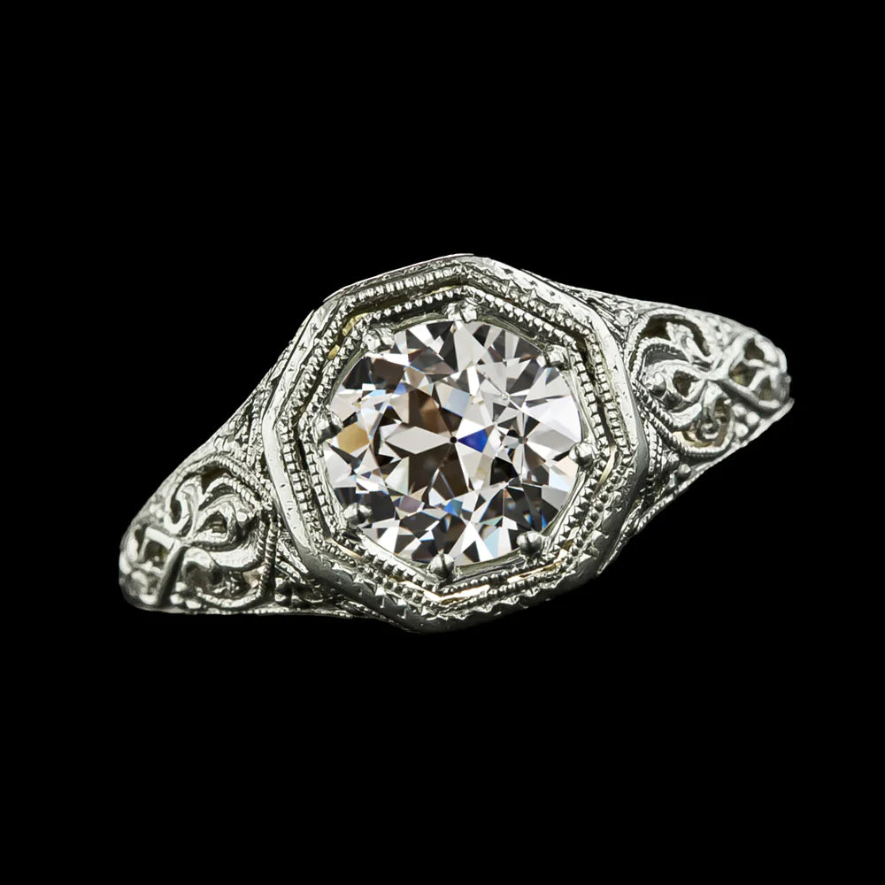 Art Nouveau Jewelry New Solitaire Ring Bezel Set Old Miner Diamond