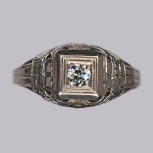 Antique Fancy Lady’s Style White Elegant Gold Diamond Solitaire Ring