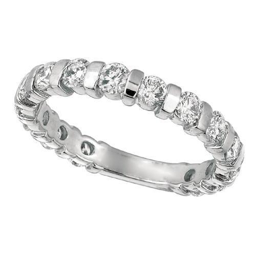 Bar Setting 3.50 Carats Round Genuine Natural Earth Mined Diamond Anniversary Band Jewelry