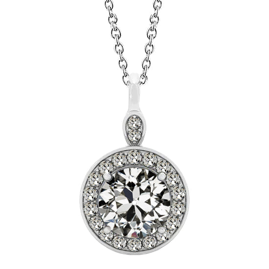 Beautiful Halo Diamond Pendant 3 Carats Old Miner Jewelry
