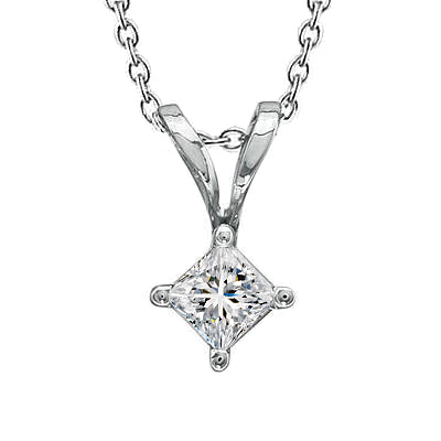 Beautiful Princess Natural Earth Mined Diamond Necklace Pendant 1.50 Carat White Gold 14K