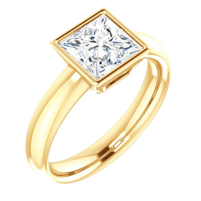 Yellow Gold Lady’s Sparkling Unique Solitaire Anniversary Ring