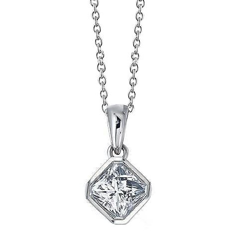 Bezel Set Princess Cut 1.75 Ct Natural Earth Mined Diamond Pendant Necklace White Gold