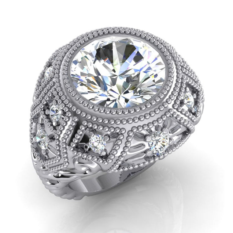 Large Antique Style Big Diamond Ring