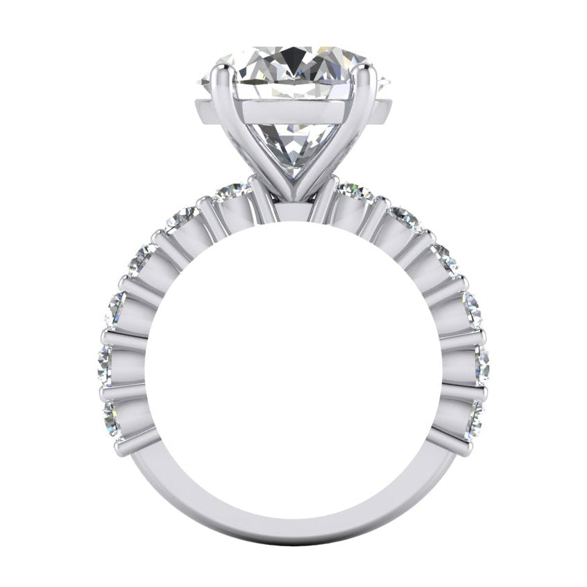Big Oval Lab Grown Diamond Solitaire Ring With Accents 14K Gold