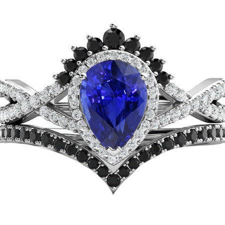 Black Diamond Halo Sapphire Ring 4 Ct Set With Enhancer
