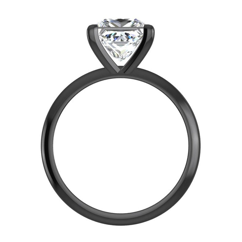 Black Gold Princess Huge Lab Grown Diamond Solitaire Ring 8 Carats