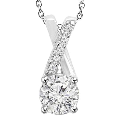 Brilliant Cut Lab Grown Diamonds Pendant Necklace 2.50 Carat 14K White Gold