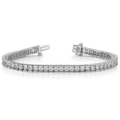 Channel Set 6.60 Ct Round Lab Grown Diamond Tennis Bracelet Solid White Gold 10K