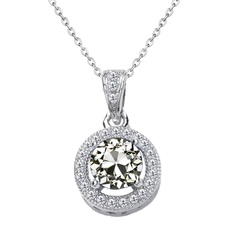 Circle Diamond Pendant 2.50 Carats Sparkling Old Cut Jewelry