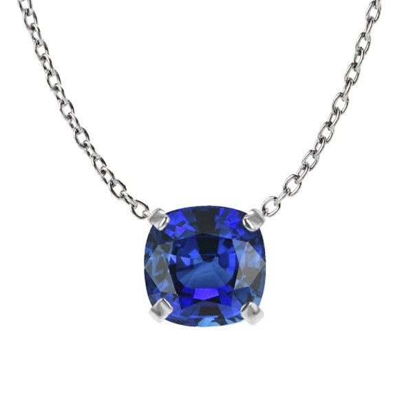 Cushion Ceylon Sapphire Solitaire Pendant