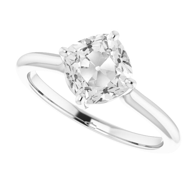 Cushion Diamond Old Mine Wedding Ring White Gold 5 Carats