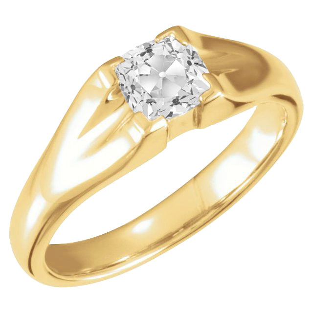 3.50 Carats Cushion Diamond Old Miner Solitaire Ring