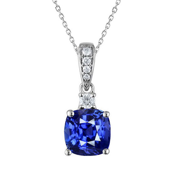 Cushion Gemstone Diamond Pendant Necklace