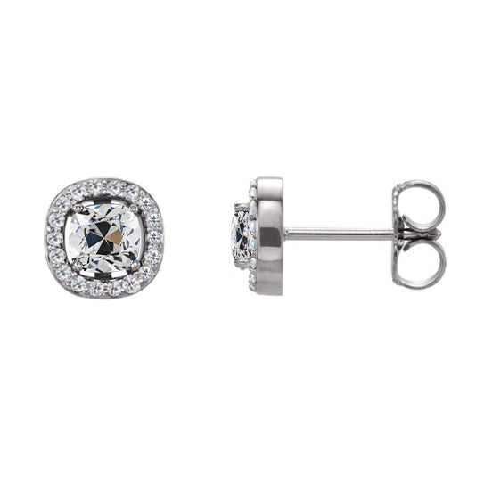 natural round diamond 3.50ct earring front view