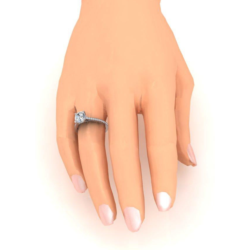Lady’s Sparkling Unique Engagement White Gold Anniversary Ring Cushion Old Cut Diamond Cathedral Setting