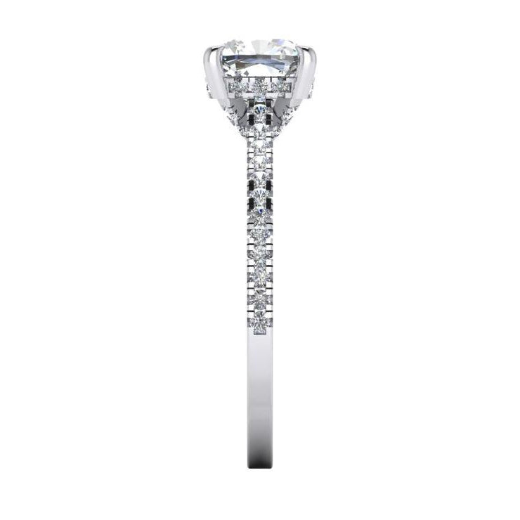 Lady’s Sparkling Unique Engagement White Gold Anniversary Ring Cushion Old Cut Diamond Engagement Ring Cathedral Setting
