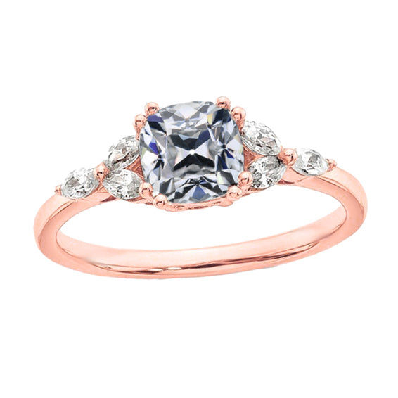 Old Miner Cut Diamond Gold Ring Accents