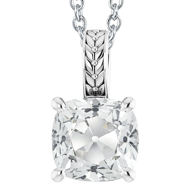 Cushion Old Cut Solitaire Diamond Pendant