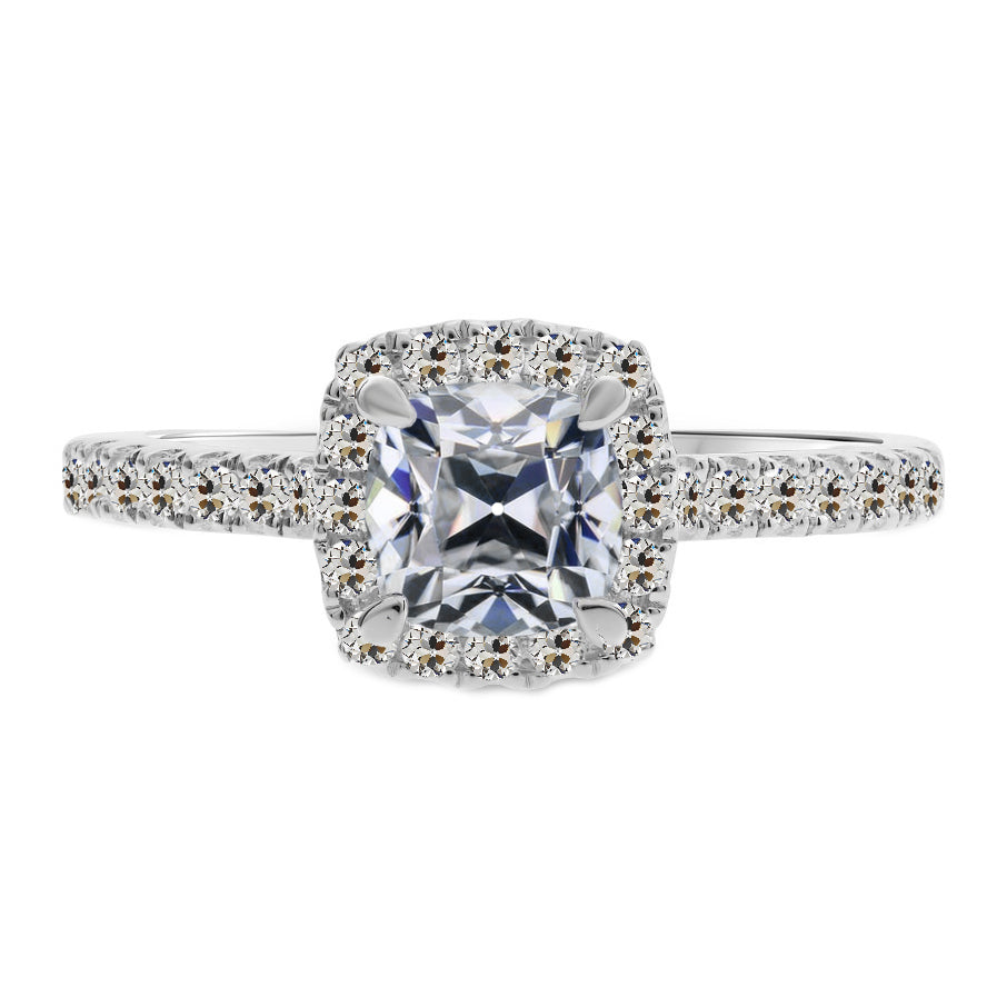 Cushion Old Mine Cut Halo Engagement Diamond Ring 5 Carats