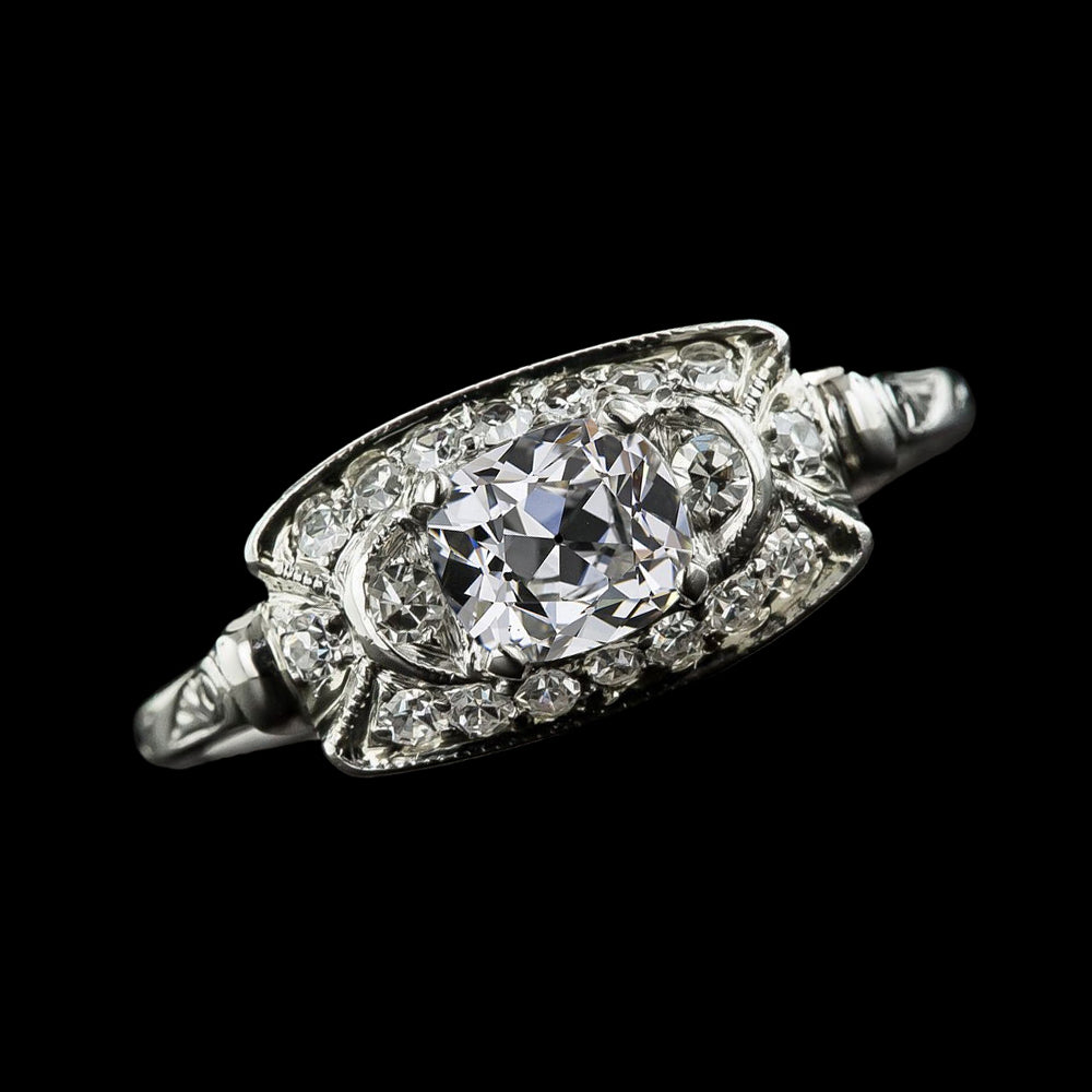Antique Cushion Old Miner Diamond Fancy Ring Gold Ladies Jewelry