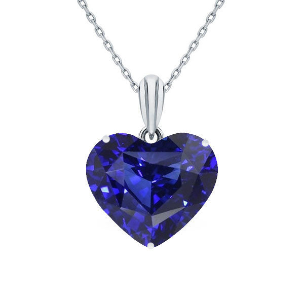 Dark Blue Sapphire Solitaire Heart Pendant