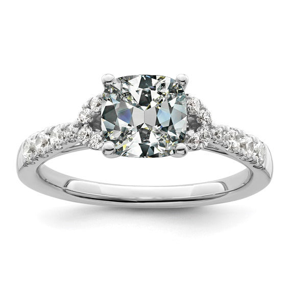 Diamond Cushion Old Miner Engagement Ring