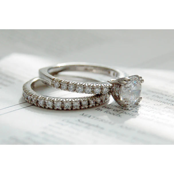 Diamond Custom Jewelry Engagement Ring & Eternity Band Set