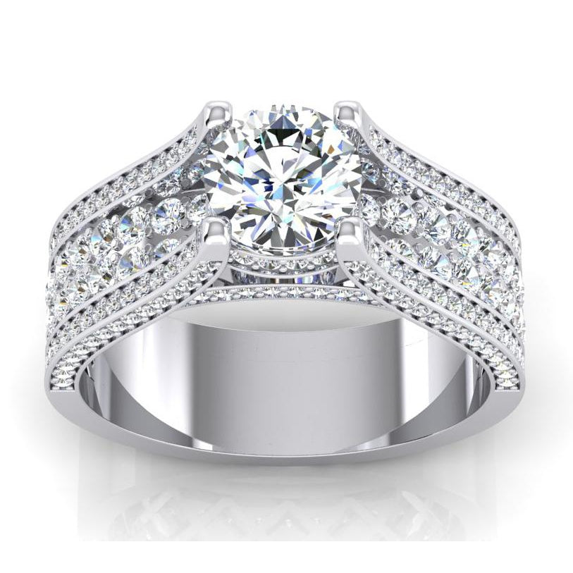 Real 4 Carats Ladies Natural Earth Mined Diamond Engagement Ring Gold 14K