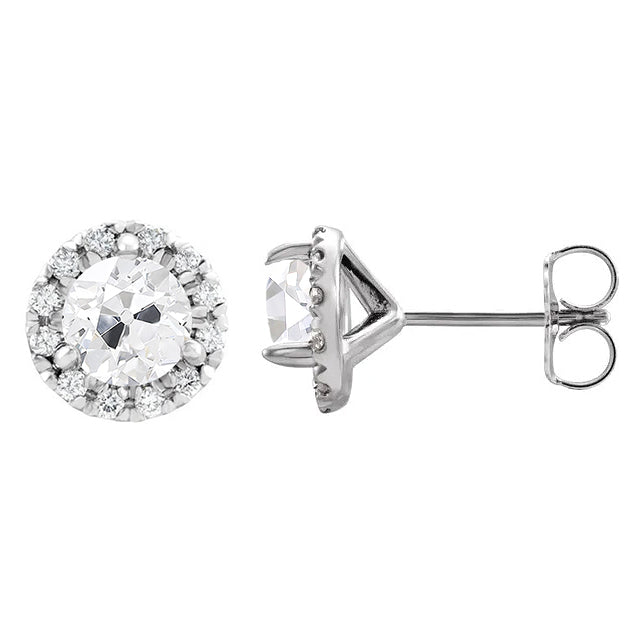 natural round diamond 5ct earring side angle