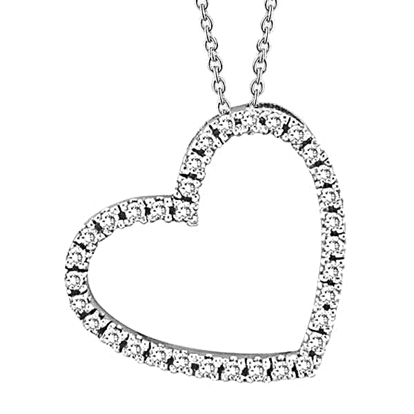 Natural Earth Mined Diamond Heart Pendant Necklace White Gold 2 Carats