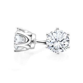 3 Ct Diamond Ladies Studs Crown Setting Earrings WG 14K Six Prong Set