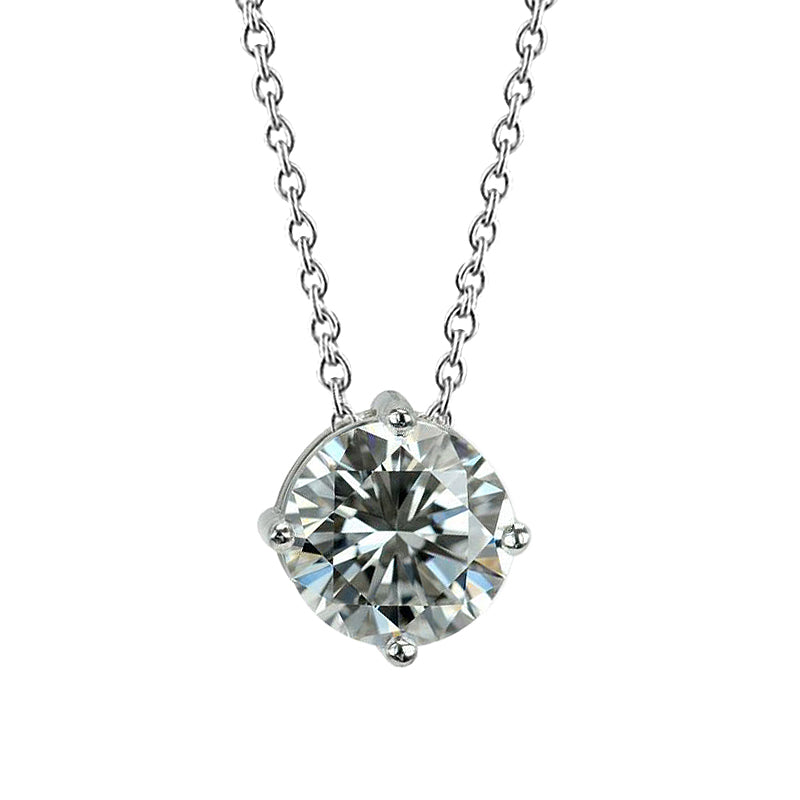 Lab Grown Diamond Lady Pendant Necklace 2 Carat Prong Set White Gold 14K New