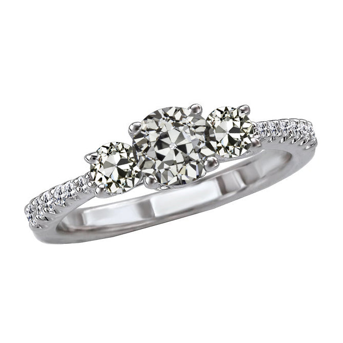 natural round diamond 3ct ring front view