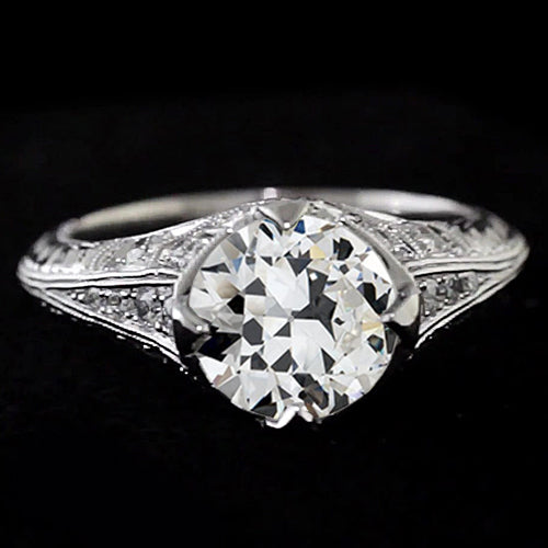 Diamond Old Mine Cut Wedding Ring