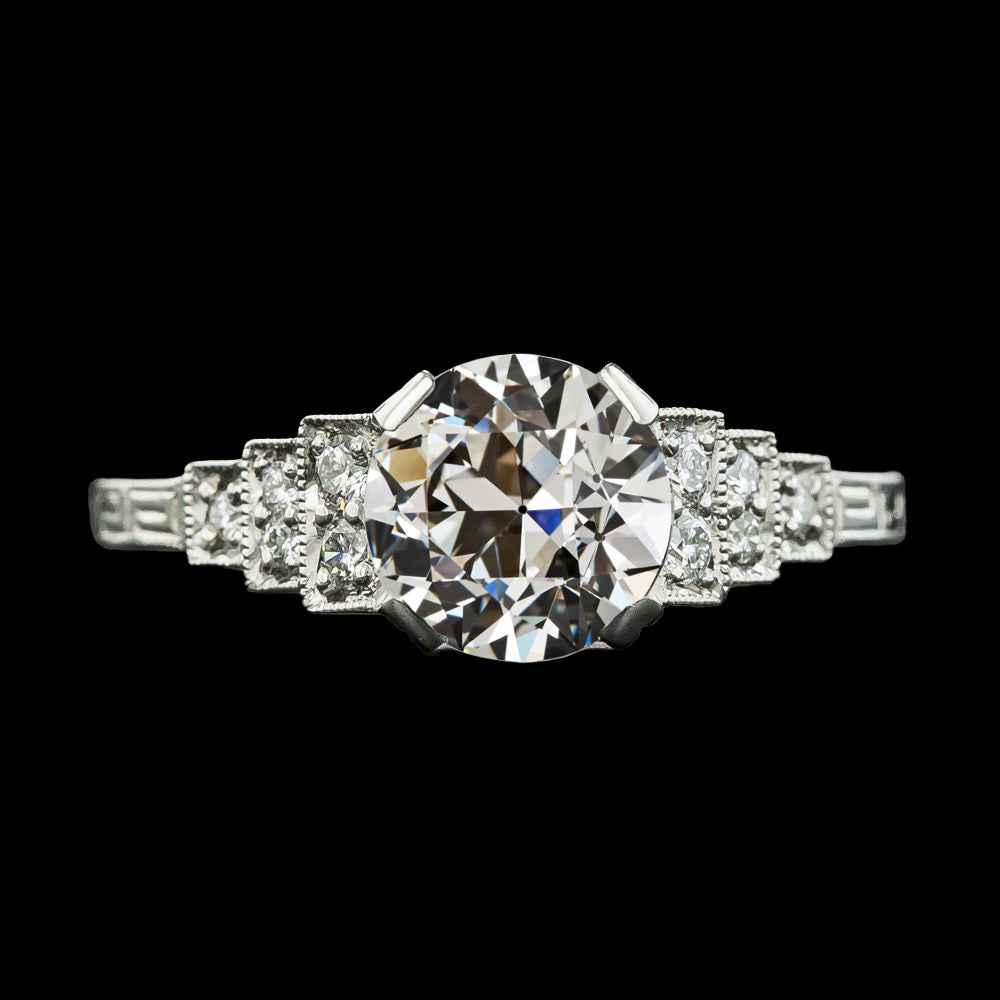 Diamond Old Miner Engagement Ring White Gold Jewelry