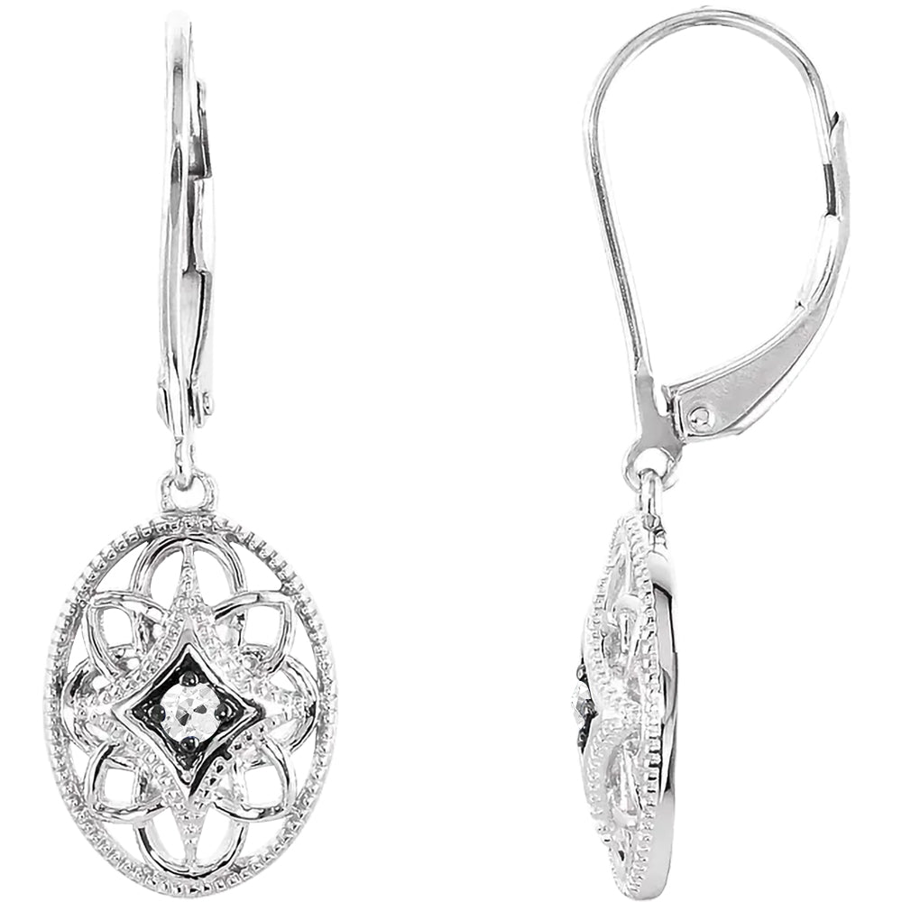 Diamond Old Miner Leverback Earrings Vintage Women's Jewellery 1 Carat