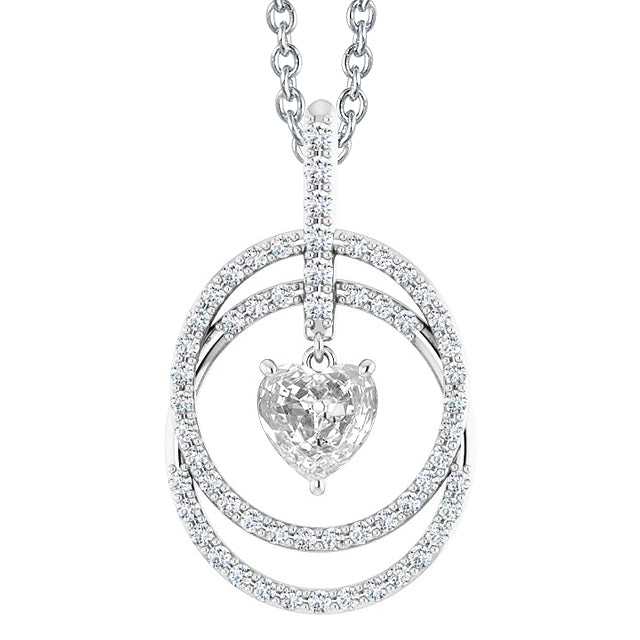 Diamond Pendant Heart Old Mine Cut