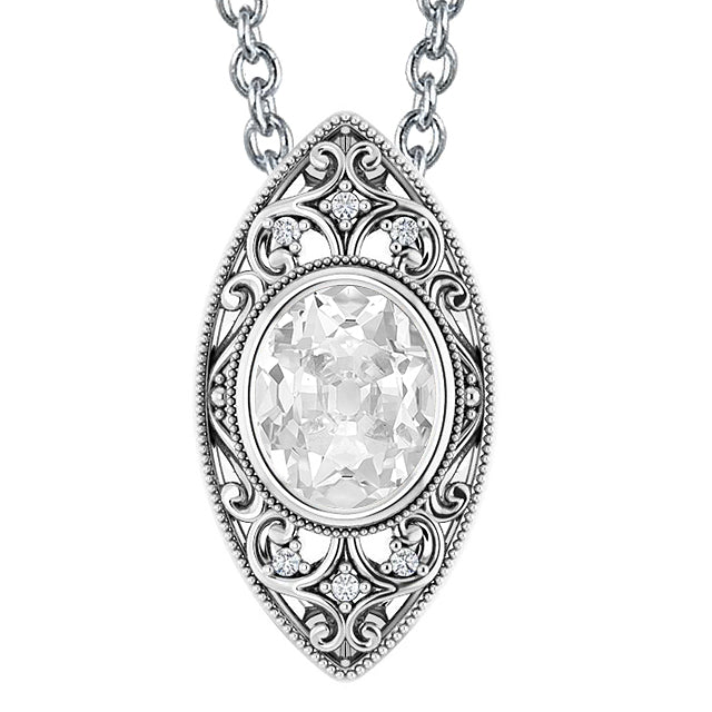 Diamond Pendant Jewelry Old Miner Cut Bezel Set