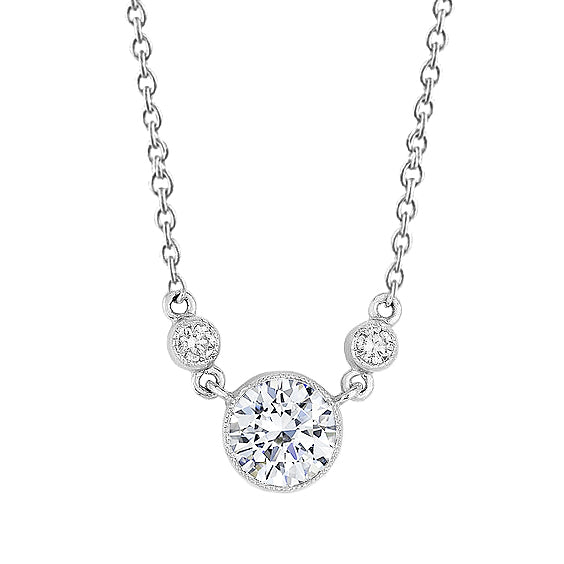 Lab Grown Diamond Pendant Necklace Round Cut 2.60 Carats 14K White Gold