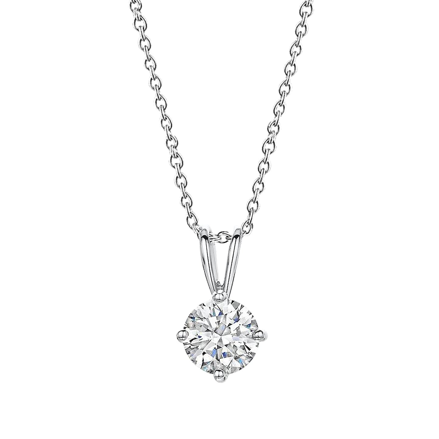 Lab Grown Diamond Pendant Necklace With Chain 2.50 Ct Sparkling White Gold 14K