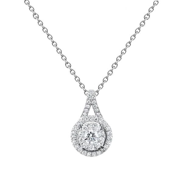 Lab Grown Diamond Pendant Necklace With Chain Prong Setting 2.0 Carat WG 14K