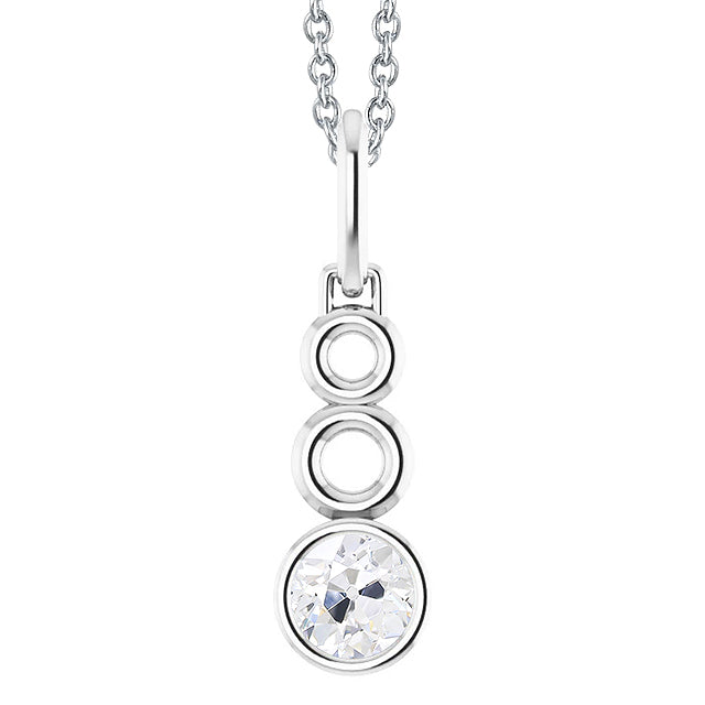 Diamond Pendant Round Old Mine Cut Bezel Set