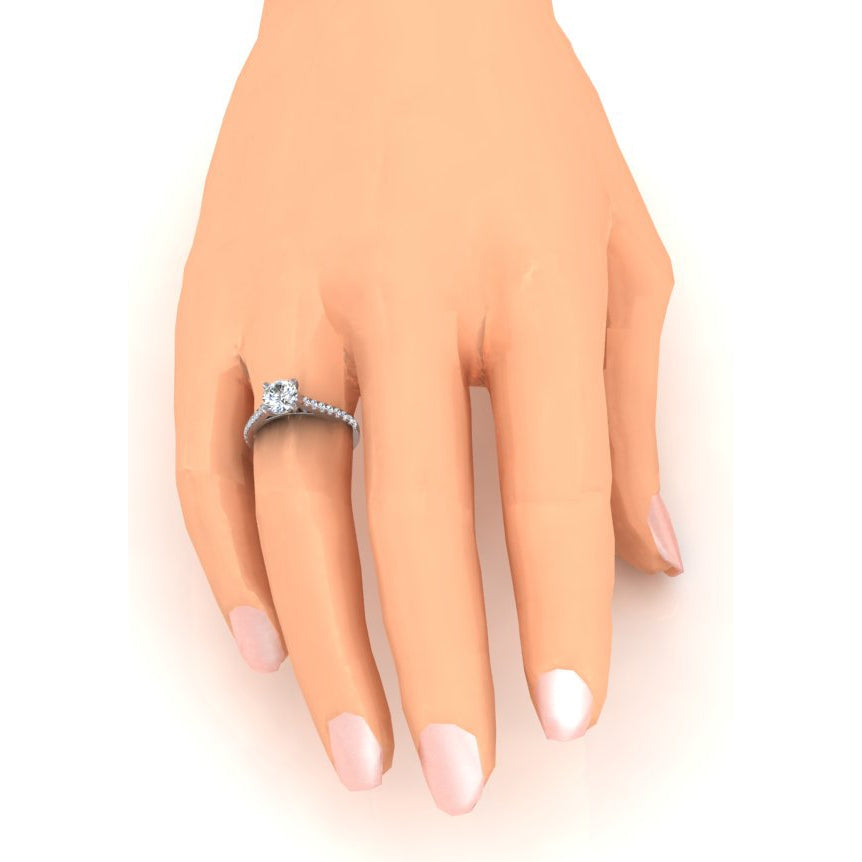 Sparkling Unique Lady’s Solitaire Ring with Accents White