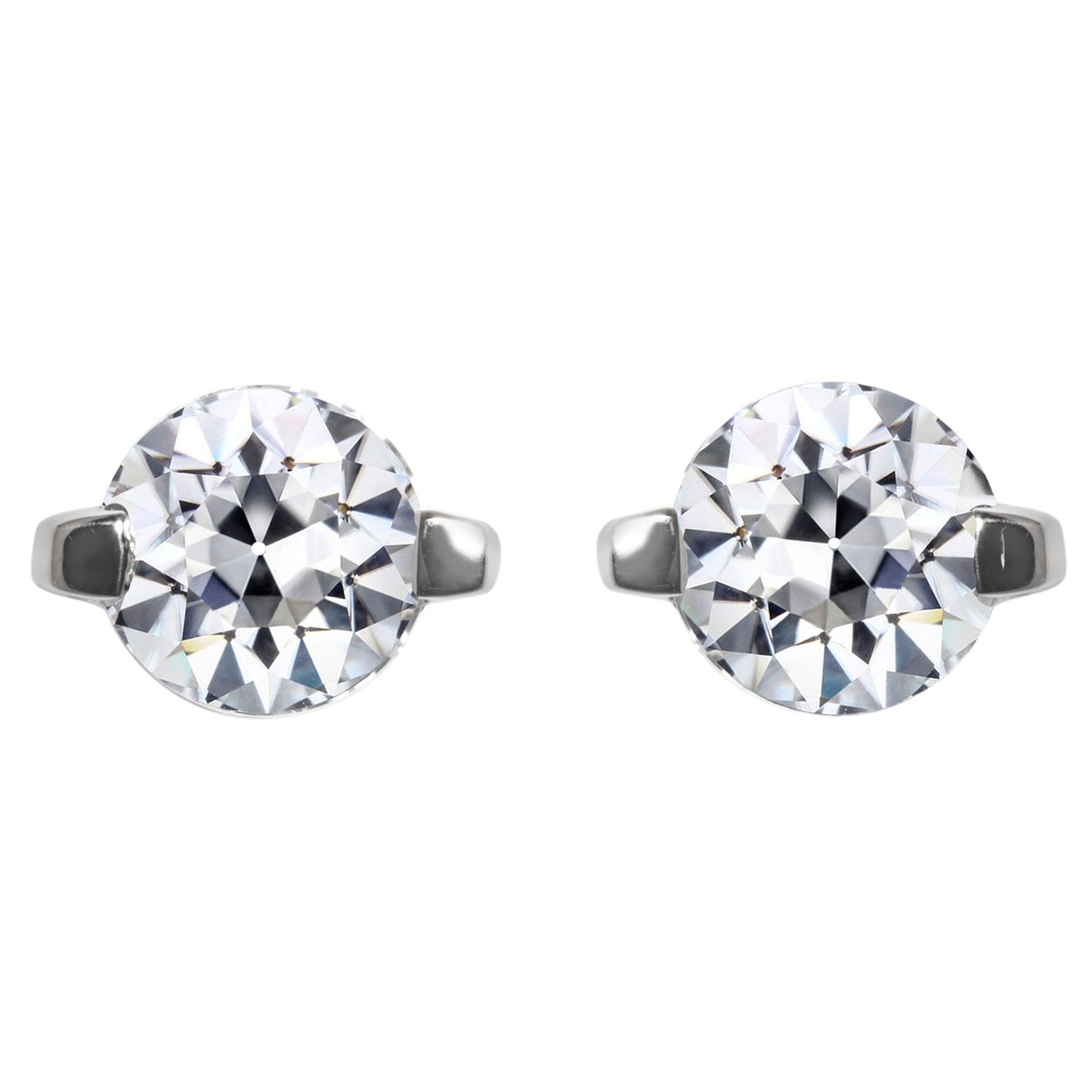 Genuine Natural Real Diamond ( Not Lab Grown ) Round Old Mine Cut Stud Earrings 2 Prong Setting 5 Carats