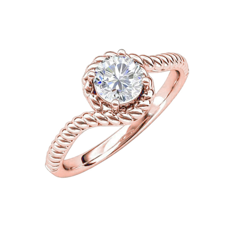 Lady’s Twisted Sparkling Unique Solitaire White Gold Diamond Ring