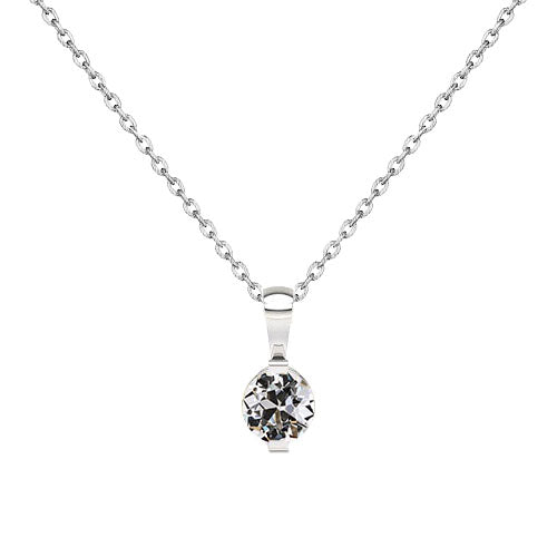 1 Carat Diamond Solitaire Pendant Round Old Cut White Gold