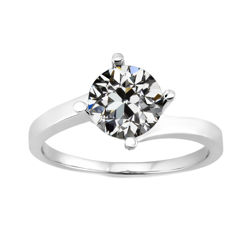 2.50 Carats Diamond Solitaire Ring Old Miner 4 Prong Set